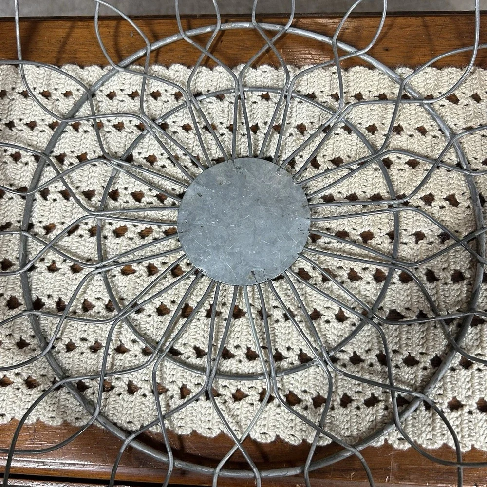 Farmhouse Galvanized Steel Wire Basket Copper Handles Large Table Decor 16.5 Dia